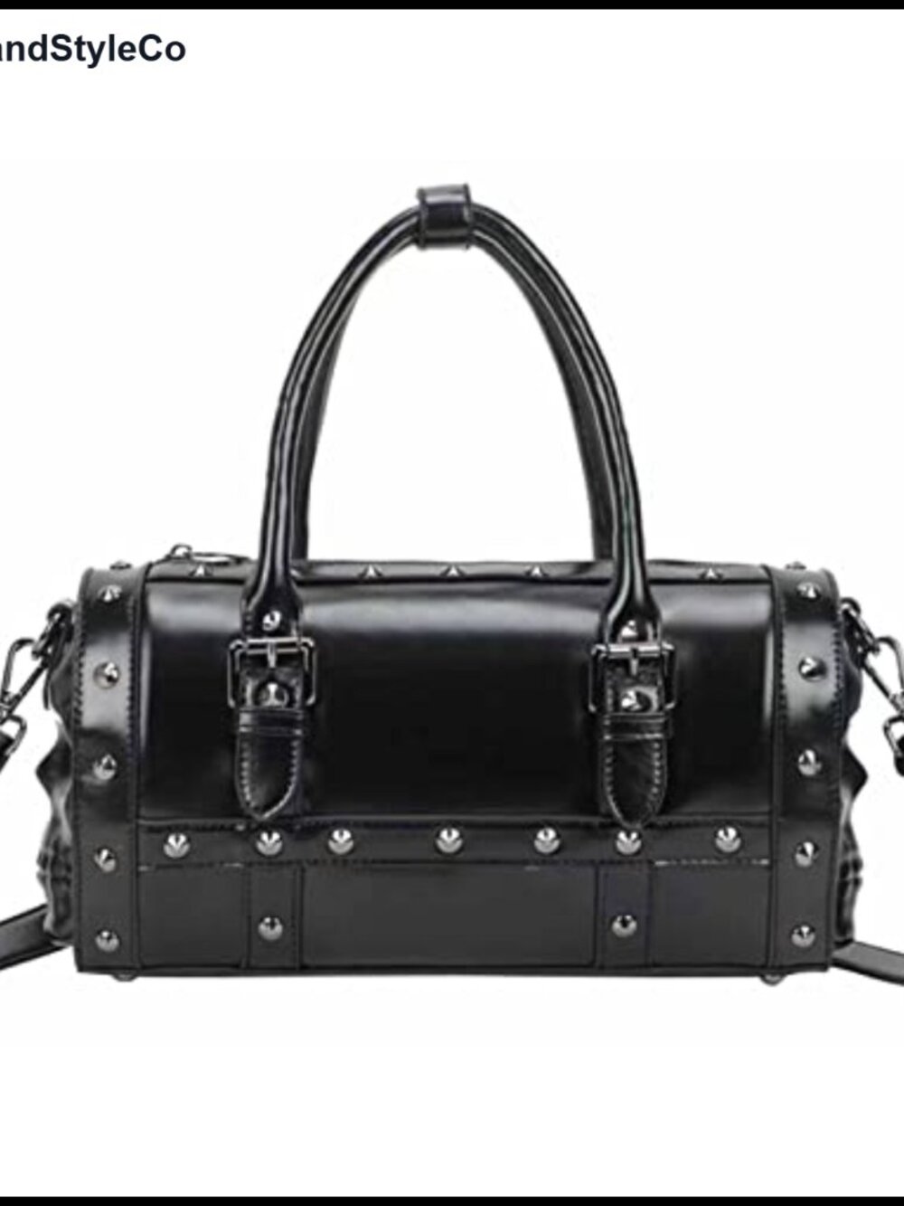 Shiny Patent PU Satchel Tote Top-Handle Shoulder Bag Detachable Strap